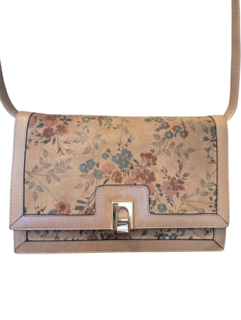 Bally Vintage Floral Suede & Leather Shoulder Bag w/ COA in EUC